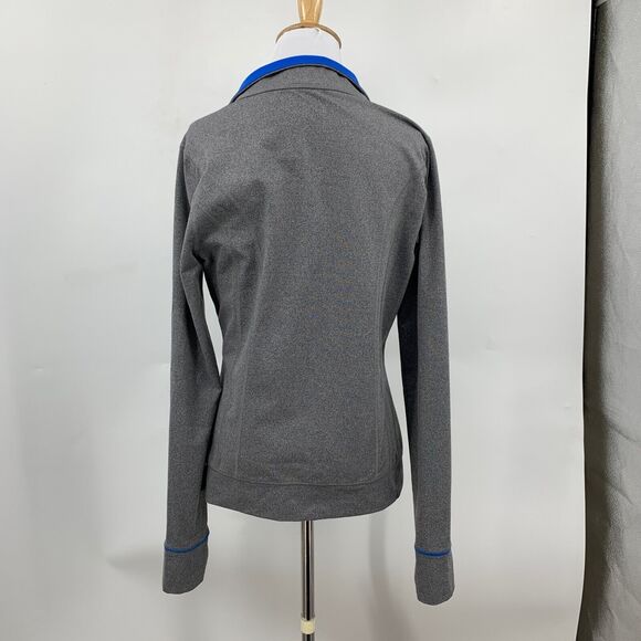 Abercrombie Jacket Women L Large Gray Heather Full Zip Mock Neck Thumbhole Run - Picture 7 of 16